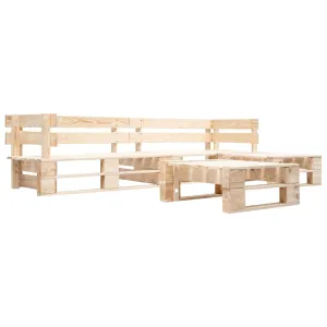 4 Piece Garden Pallet Lounge Set Natural Wood