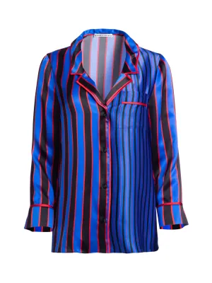 ALICE   OLIVIA - Keir Piped Pajama Top Tricolor Pinstripe