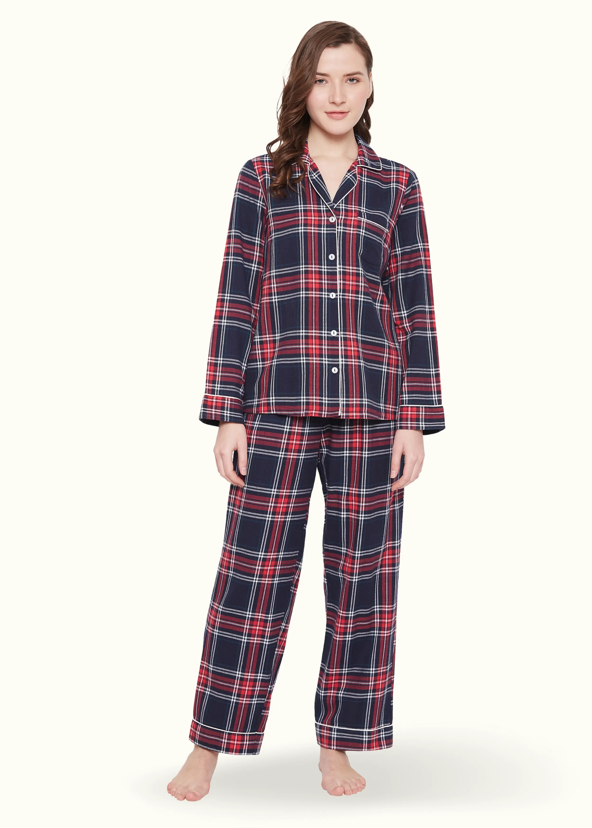 Angela Cotton Brushed Flannel Pajama Set