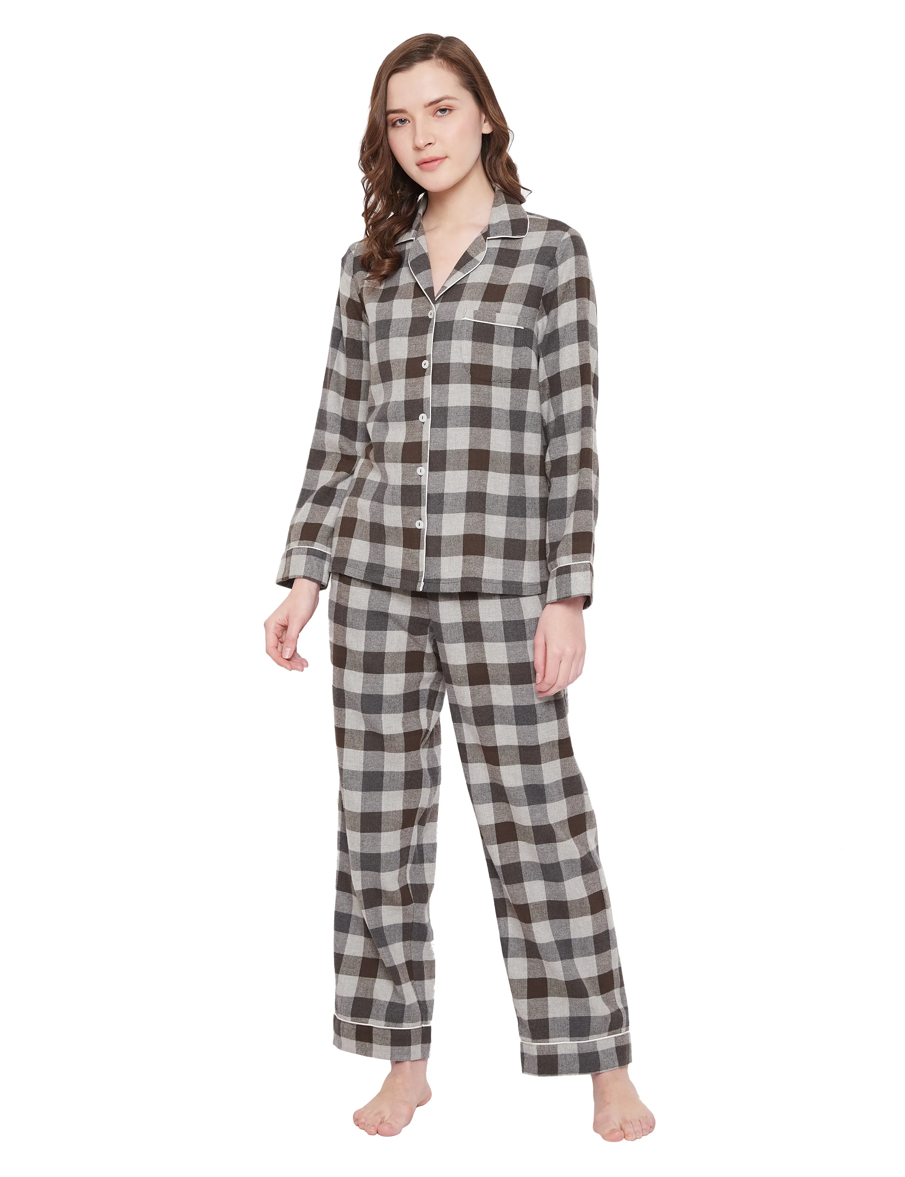 Angela Cotton Brushed Flannel Pajama Set