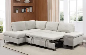 Beige Boucle Sofa Bed Sectional - IF-9023