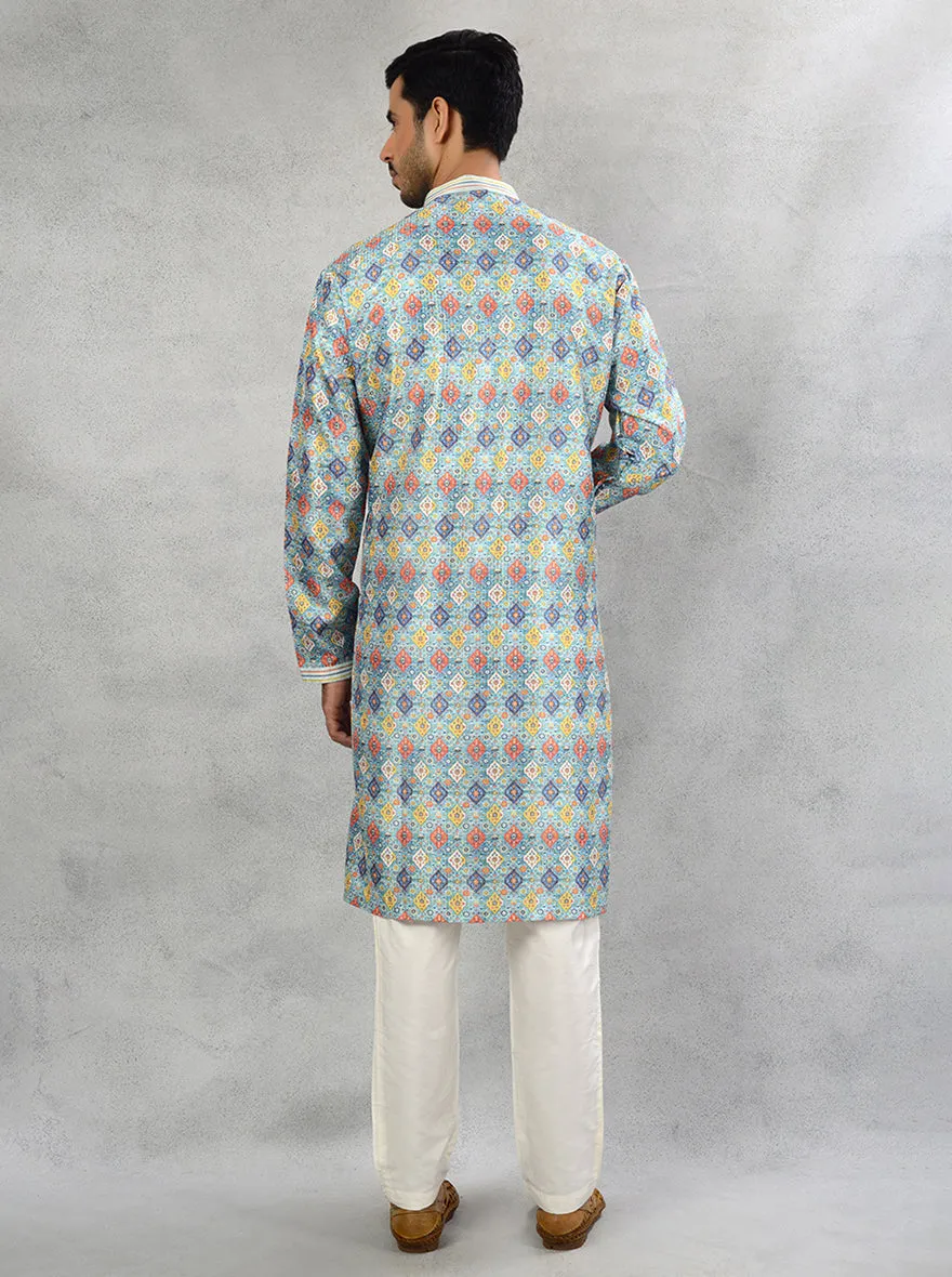 Blue Multi Kurta Pajama | Azania