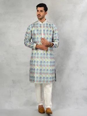 Blue Multi Kurta Pajama | Azania