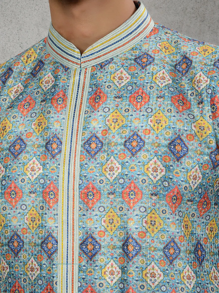 Blue Multi Kurta Pajama | Azania