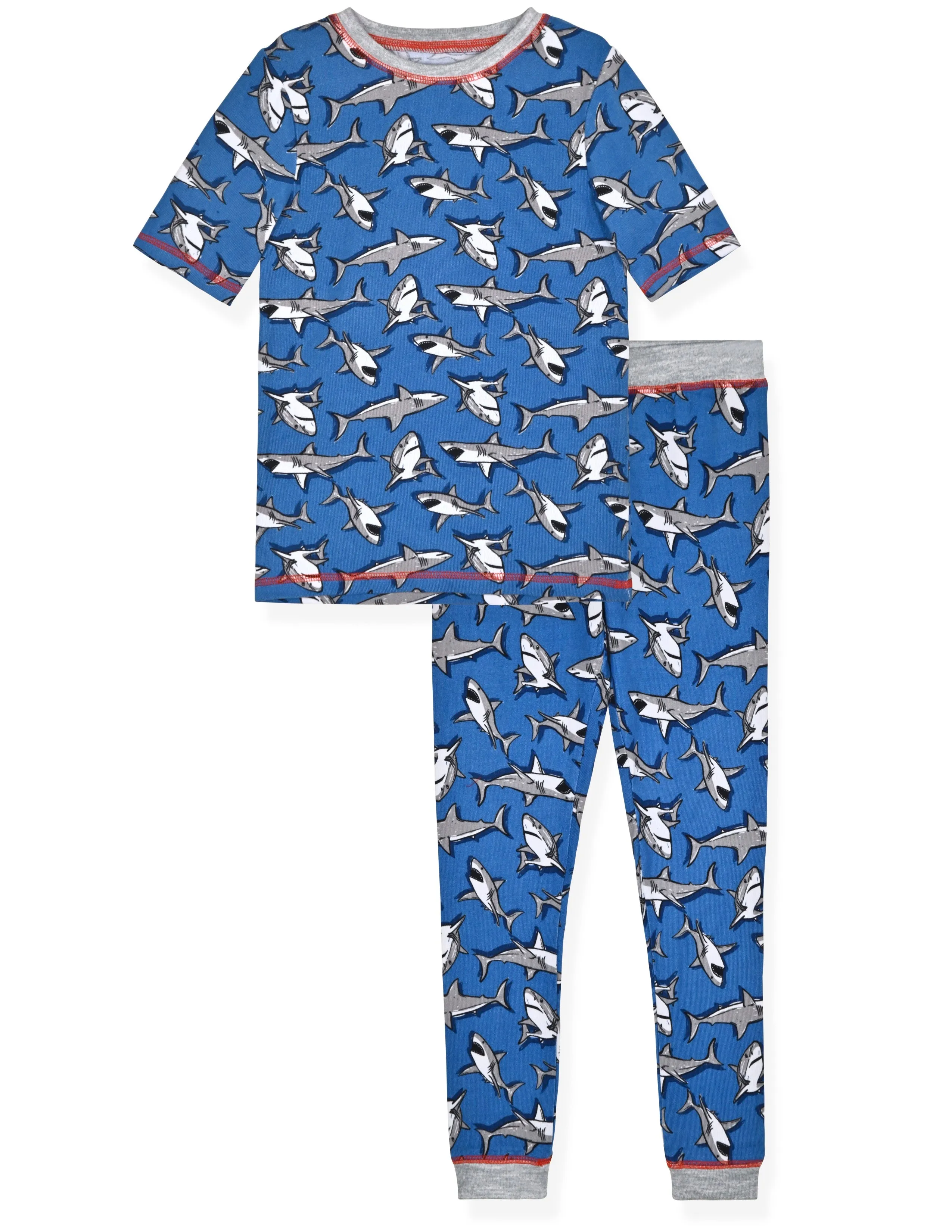 Boys 2- Piece Super Soft Jersey Snug Fit Pajama Set- Sharks.