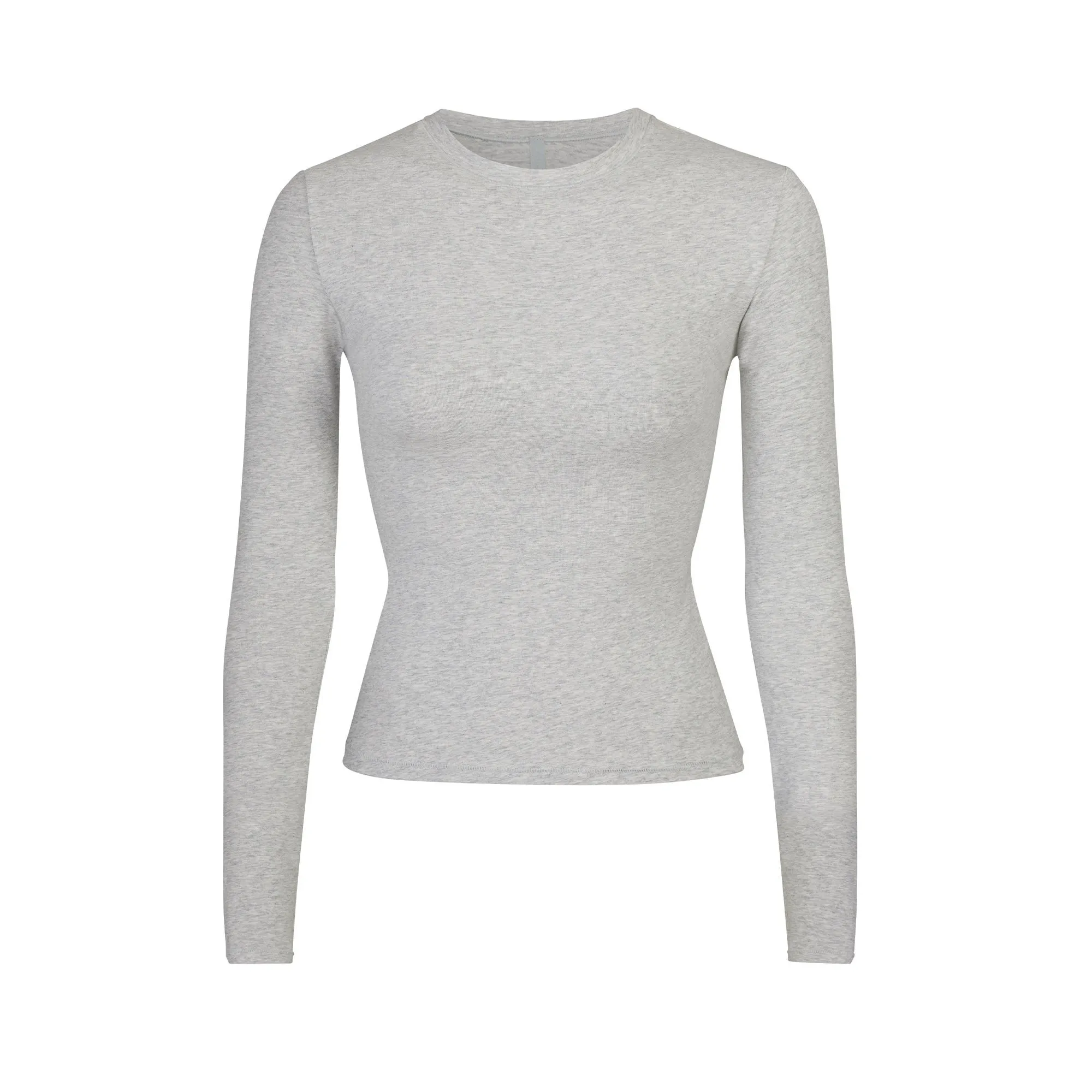 COTTON JERSEY LONG SLEEVE T-SHIRT | LIGHT HEATHER GREY