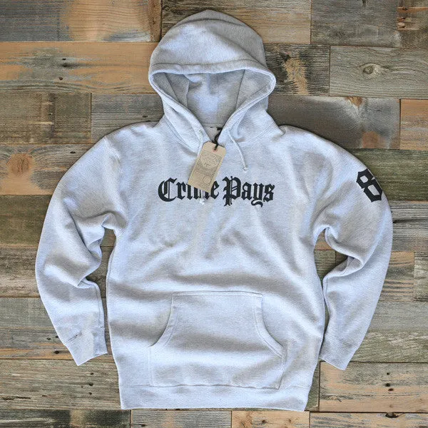 Crime Pays Hooded Sweatshirt Grey