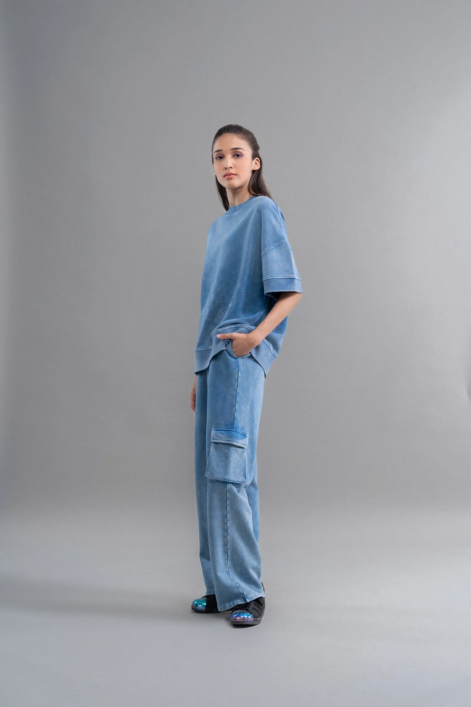 Denim Wash 100% Cotton Terry Co Ord Set