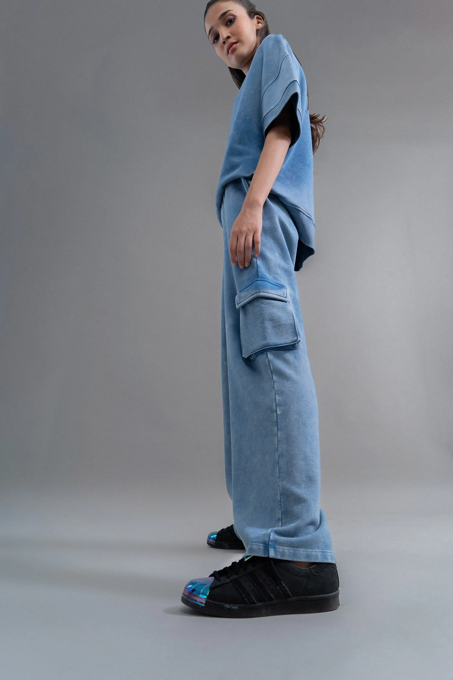 Denim Wash 100% Cotton Terry Co Ord Set