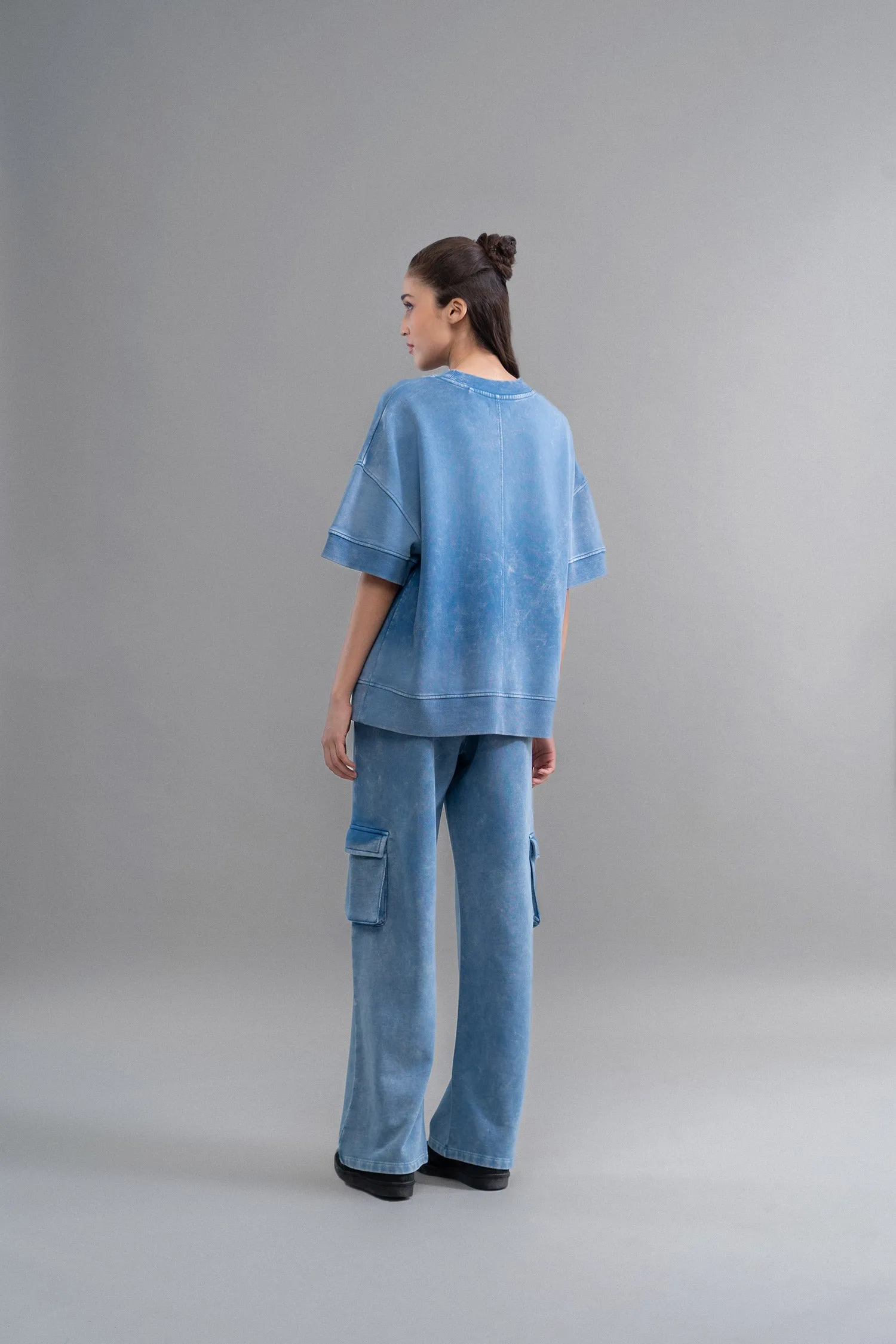 Denim Wash 100% Cotton Terry Co Ord Set