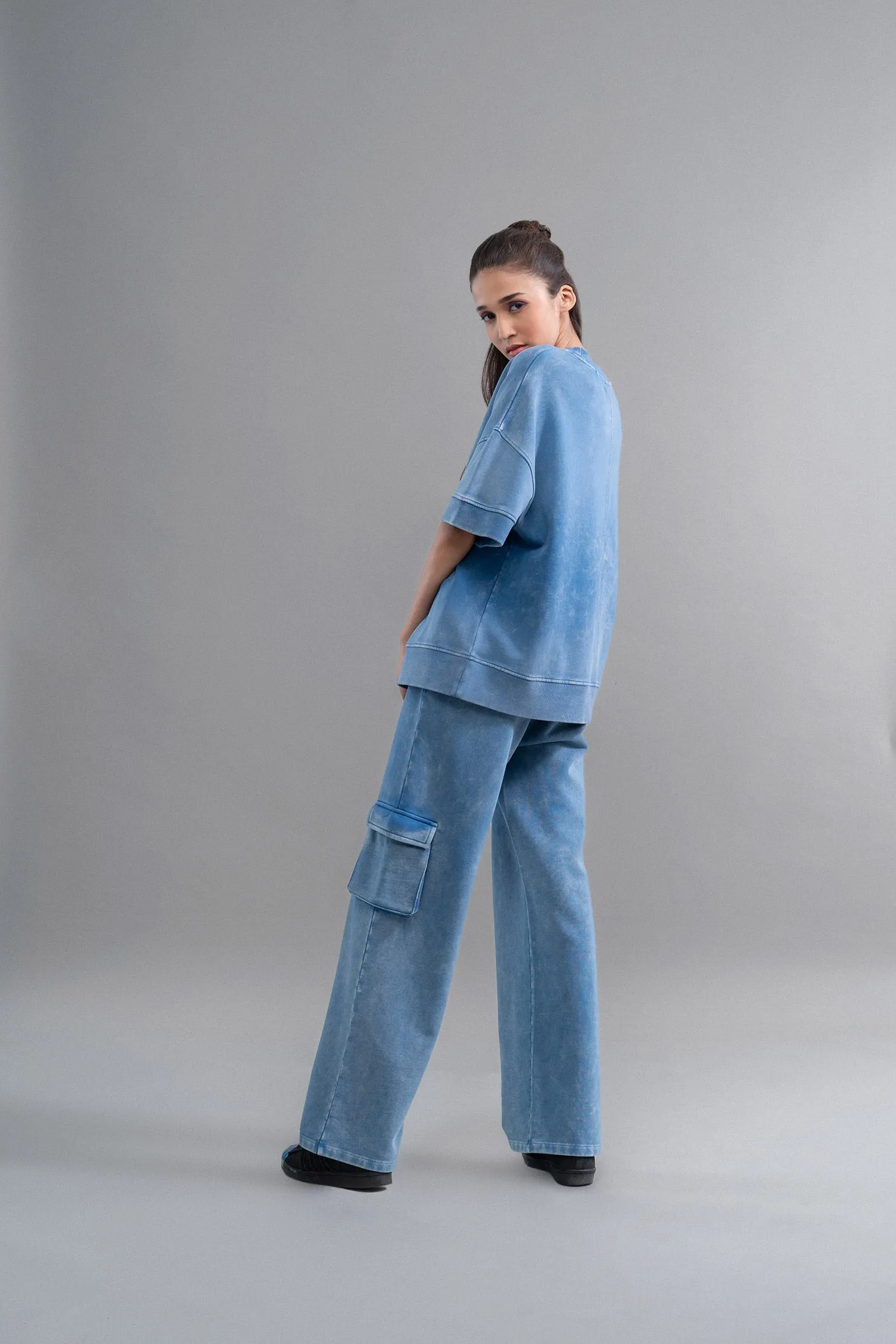 Denim Wash 100% Cotton Terry Co Ord Set