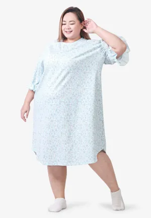 Fritzy Cute Frilly Short Sleep Dress - Light Blue Animals