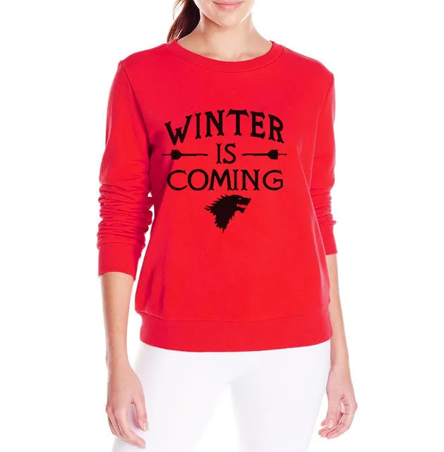 Funny juego de tronos Winter Is Coming Women harajuku sweatshirt 2017 female Casual hip-hop hoodies kpop tracksuit mma pullover