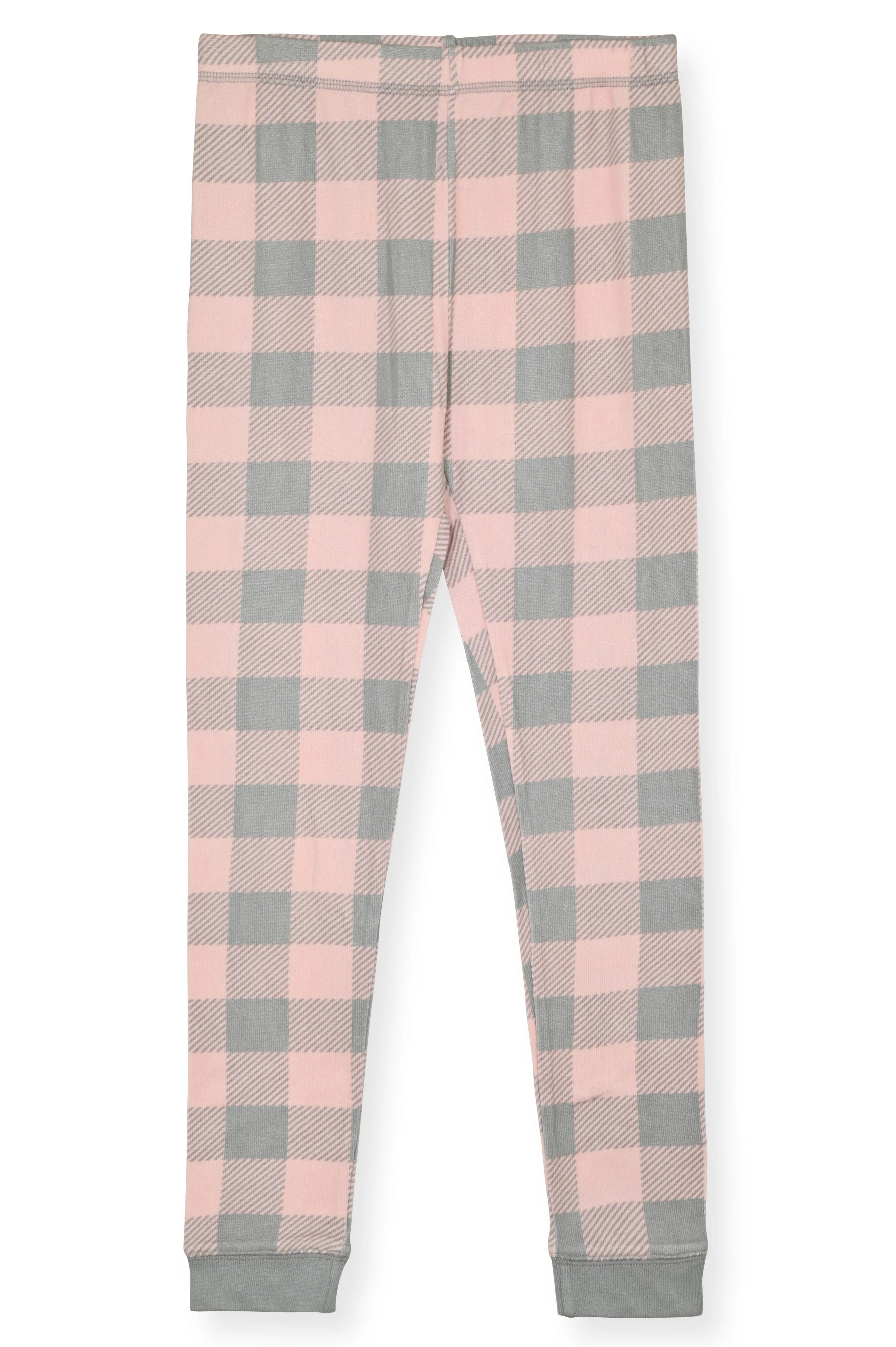 Girls 2-Piece Super Soft Jersey Snug-Fit Pajama Set- Plaid, Pink & Grey Pajama Set for Girls