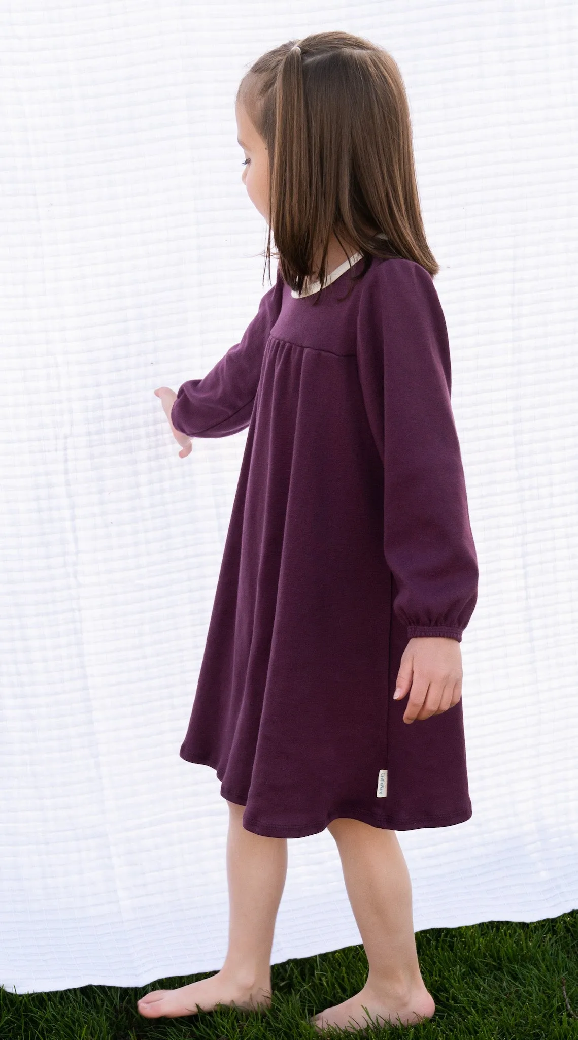 Girls Long Sleeve Organic Cotton Rib Knit Dress