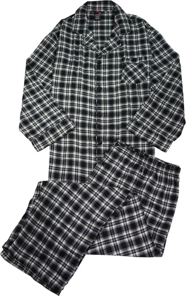 Hanes Mens Classic Woven Flannel Long Sleeve 2 Piece Pajama Lounge Sleep Set, 39937