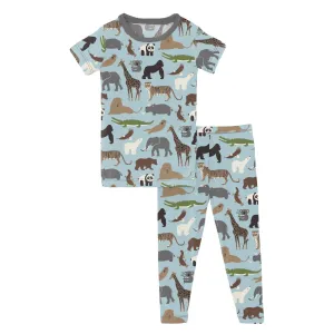 Kickee Pants | Short Sleeve Pajama Set ~ Spring Sky Zoo