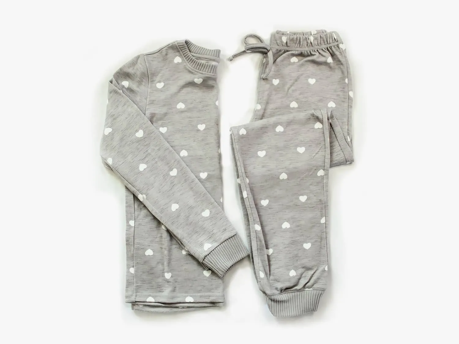 Kids’ Unisex Jogger Pajama Set - Gray Hearts