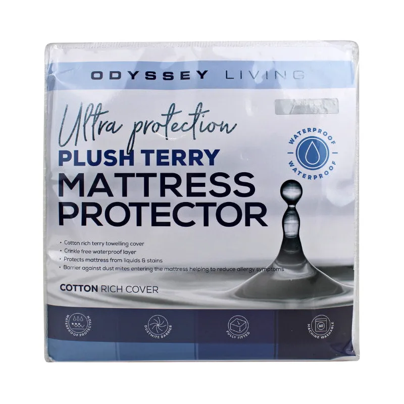 Odyssey Living Waterproof Plush Terry Mattress Protector