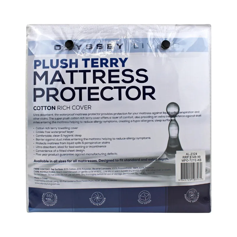 Odyssey Living Waterproof Plush Terry Mattress Protector