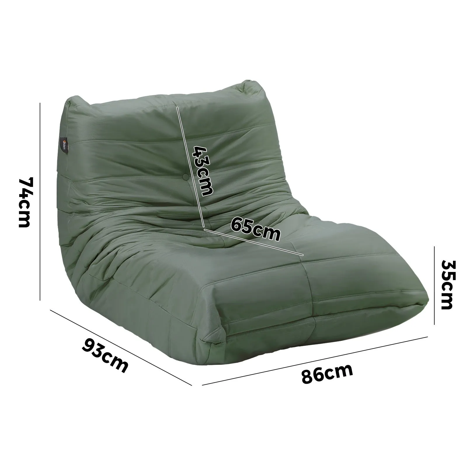 Oikiture Floor Sofa Accent Chair Lazy Couch Lounge Recliner Green Polyester