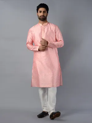 Peach Printed Regular Fit Kurta Set | Azania