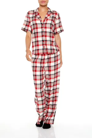 Plaid Shirt & Pants Flannel Pajama Set