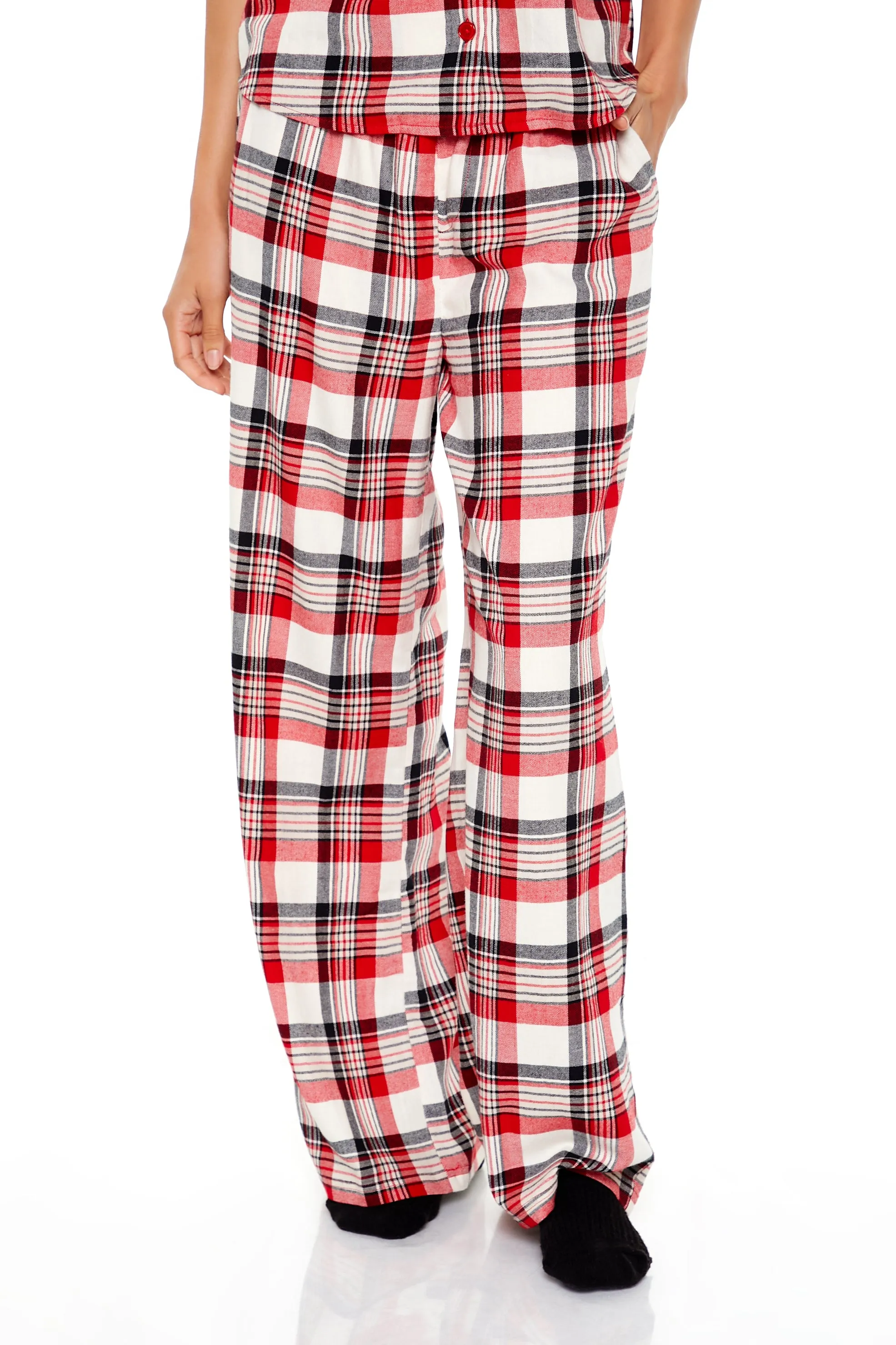 Plaid Shirt & Pants Flannel Pajama Set