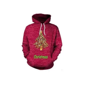 Plus Size Casual Women C Tree Hooded Sweatshirts