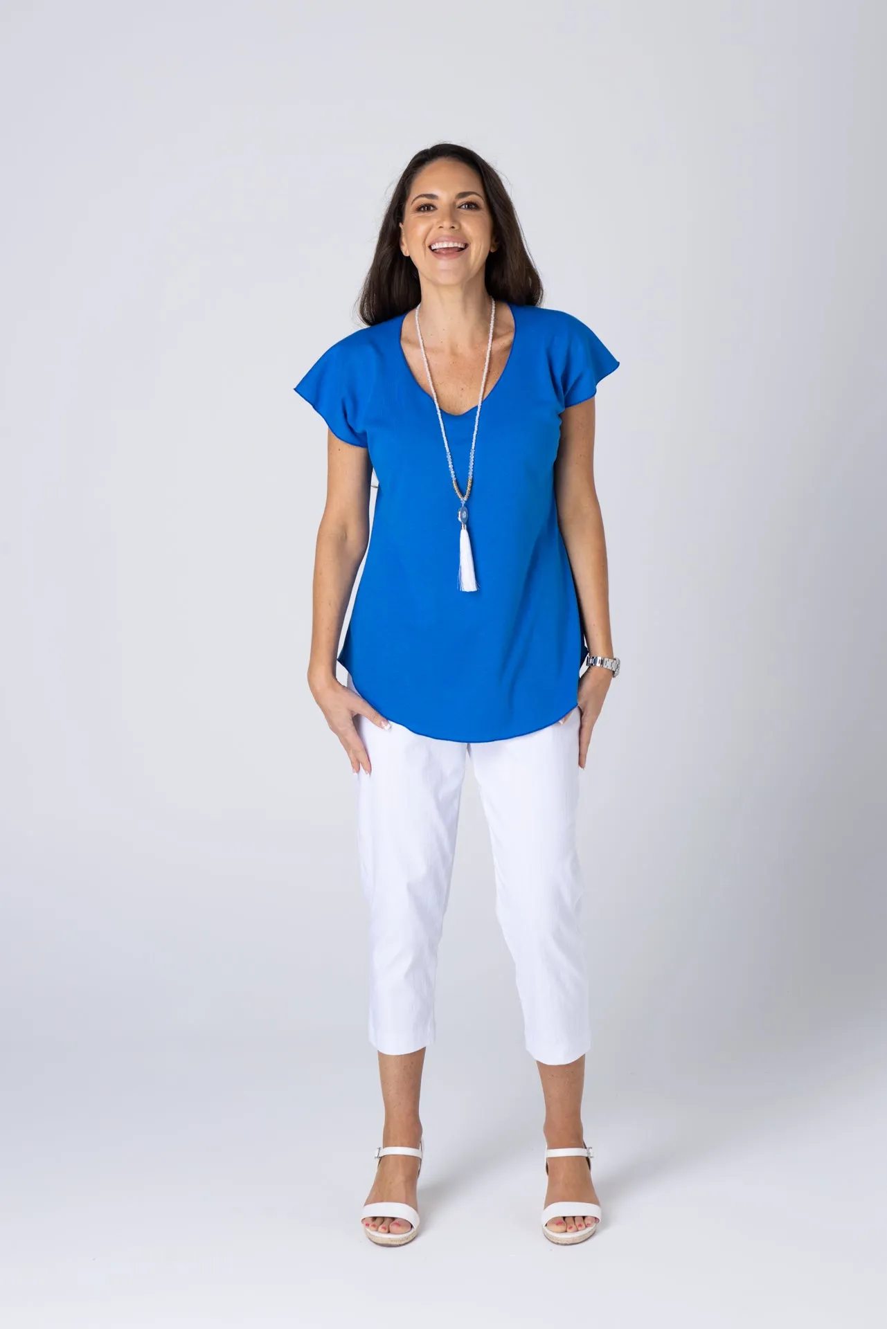 Royal Short Sleeve Cotton Sports Knit Top