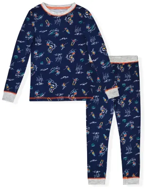 Sleep On It Boys 2-Piece Super Soft Jersey Long Sleeve Snug-Fit Pajama Set - Apres Ski