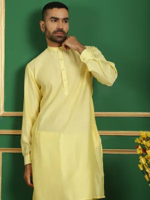 Solid Silk Blend Kurta With Churidar