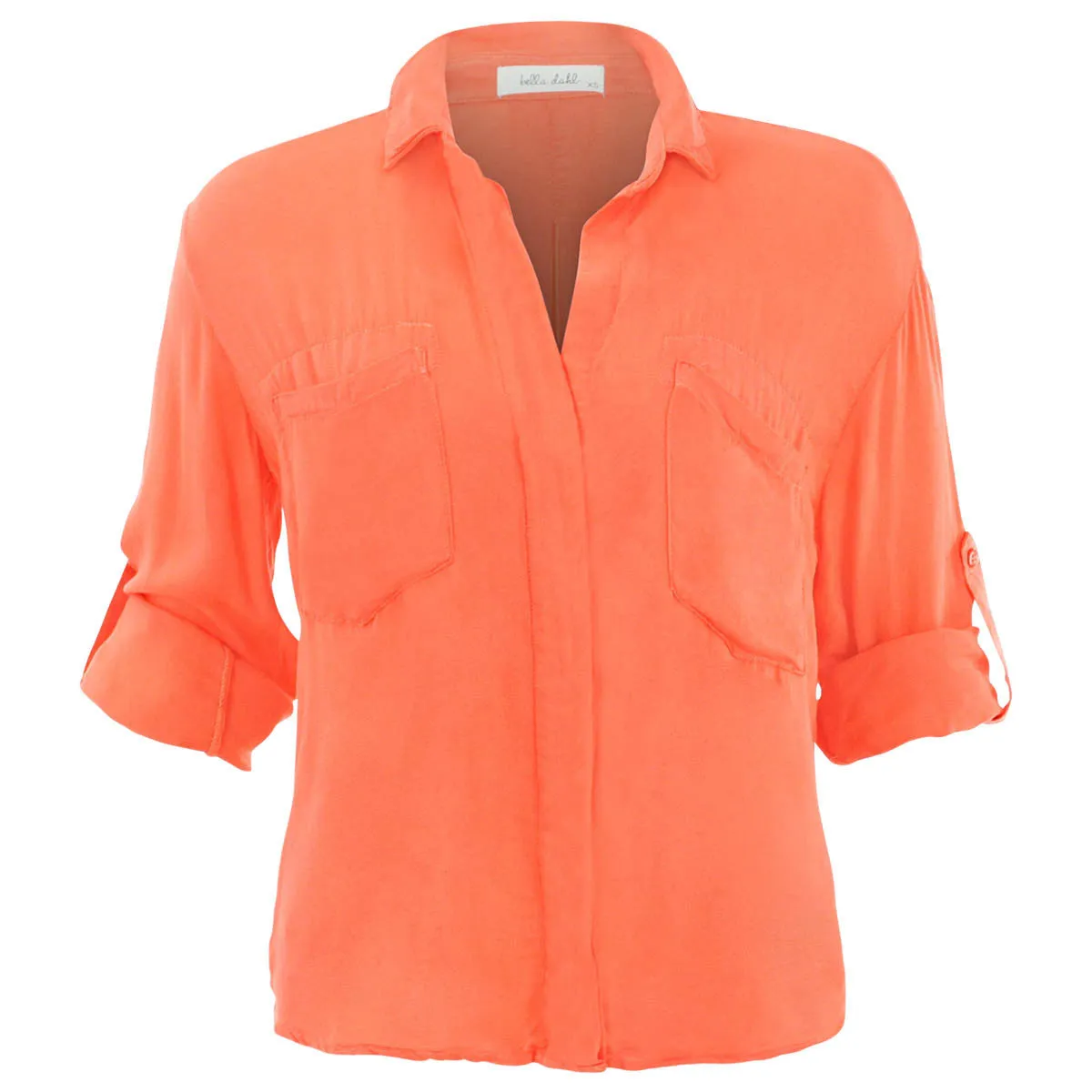 Split Back Button Down - Tiger Lily