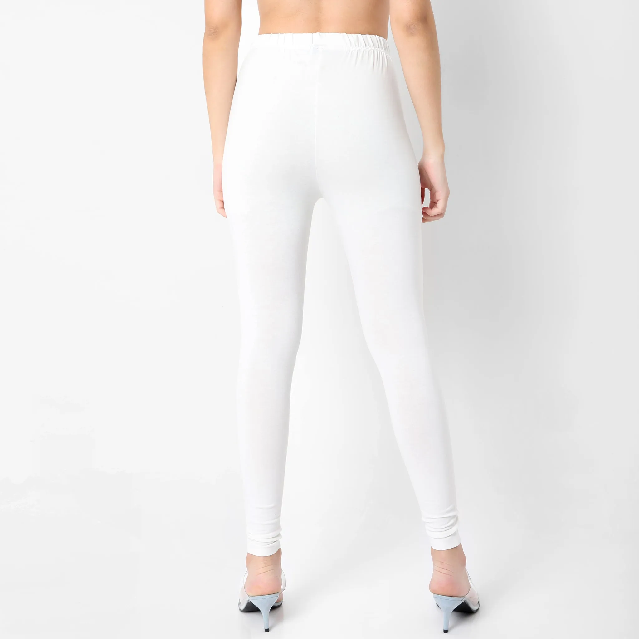 Straight Fit Solid Mid Rise Leggings