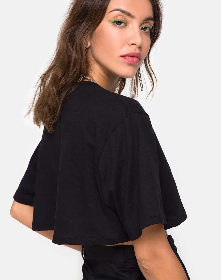 Super Cropped Black Tee in Disco Embro