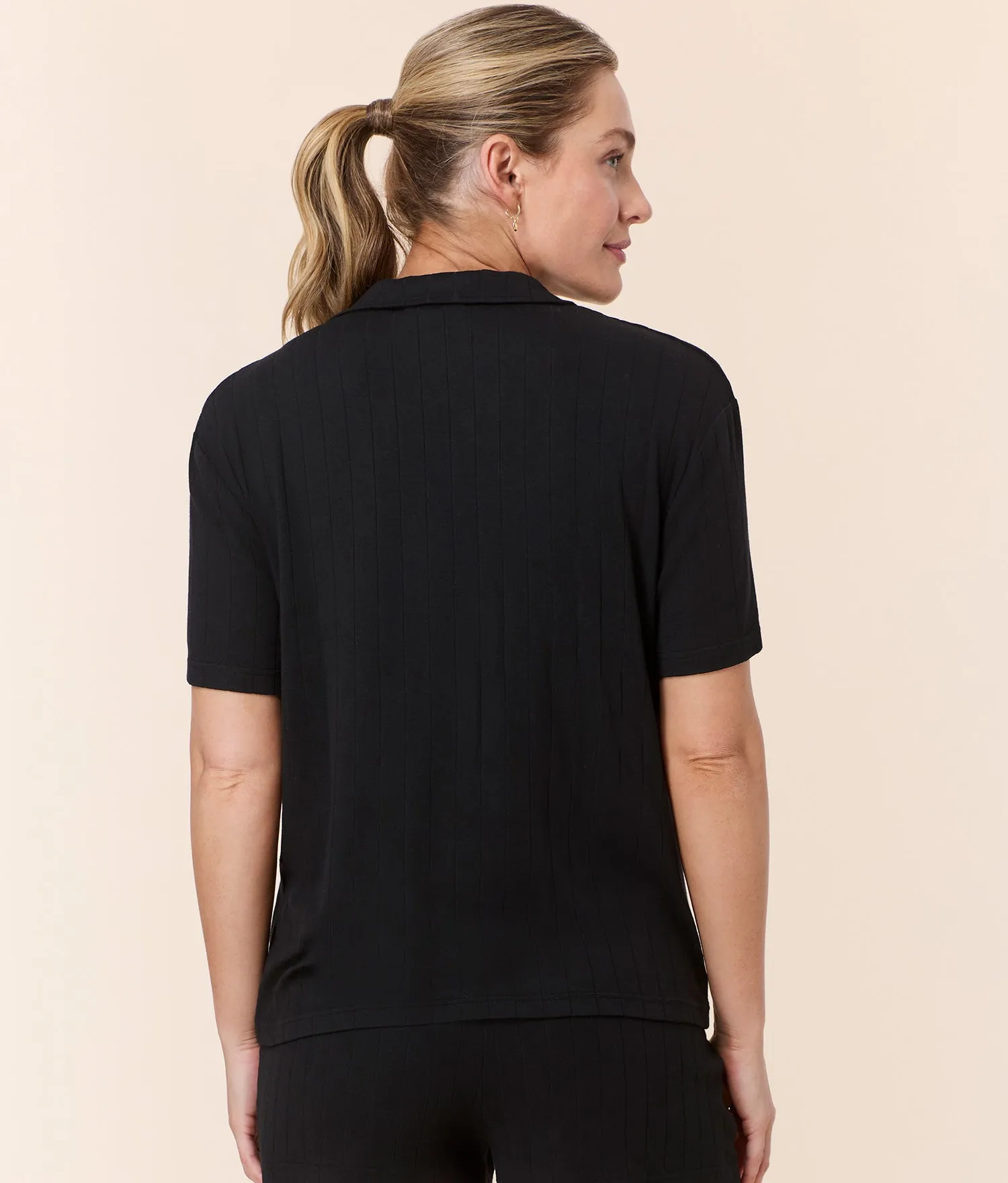 The Short Sleeve Button Up - Wide Rib - Black