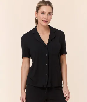 The Short Sleeve Button Up - Wide Rib - Black