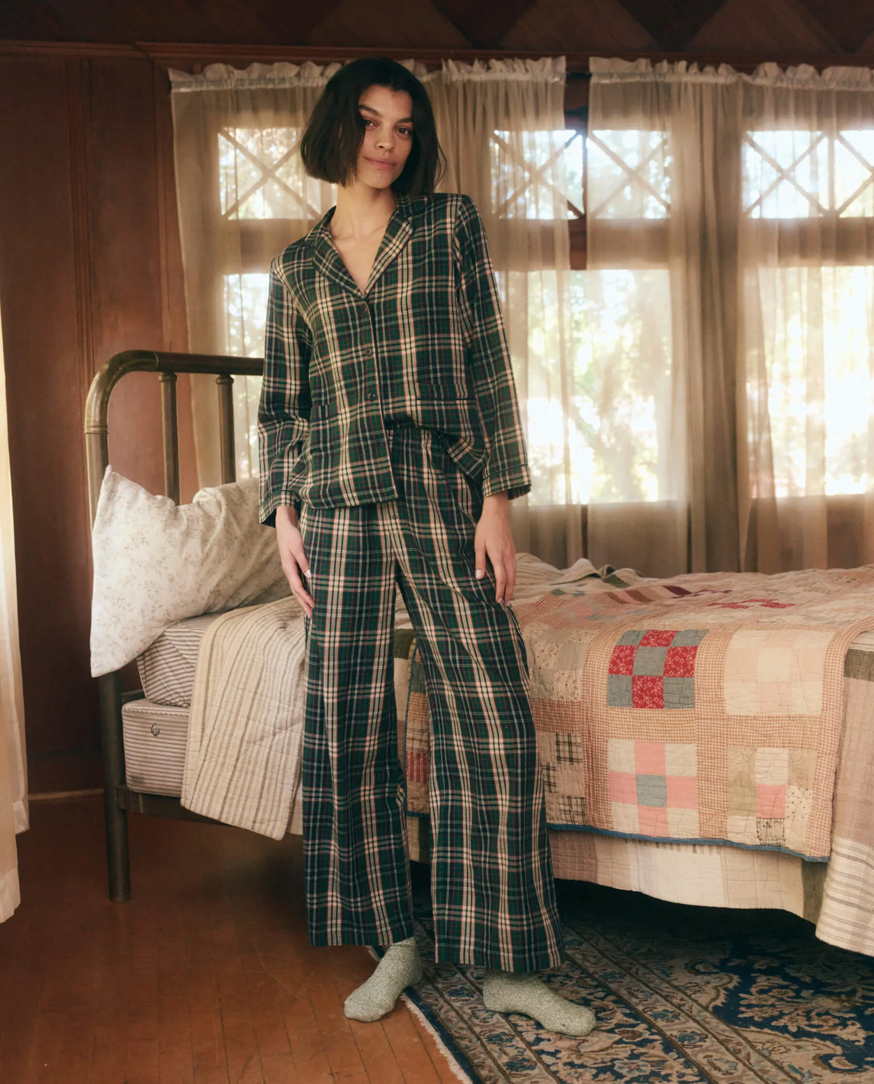 The Shrunken Pajama Top. -- Pine Needle Plaid