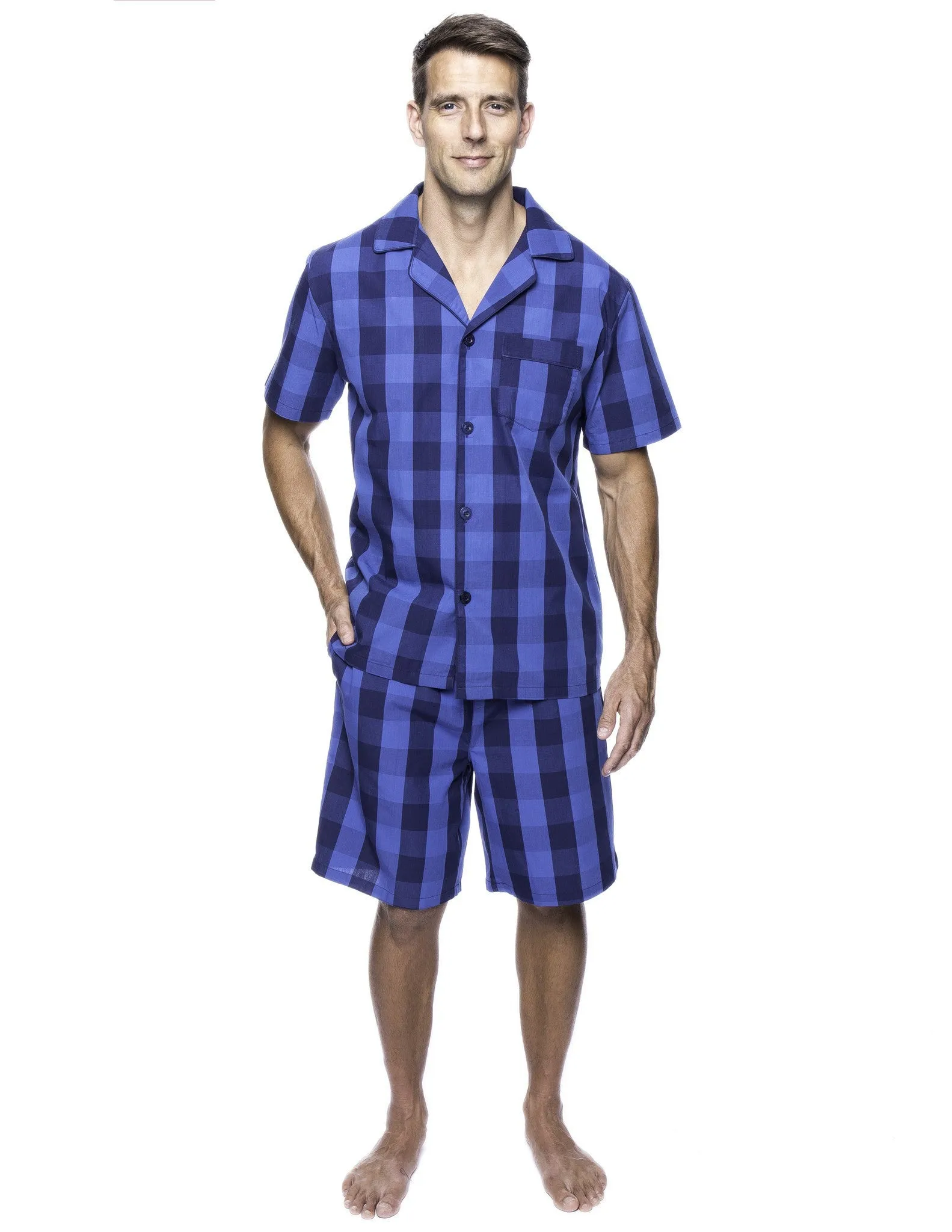 Twin Boat Men's 100% Woven Cotton Short Pajama Sleepwear Set