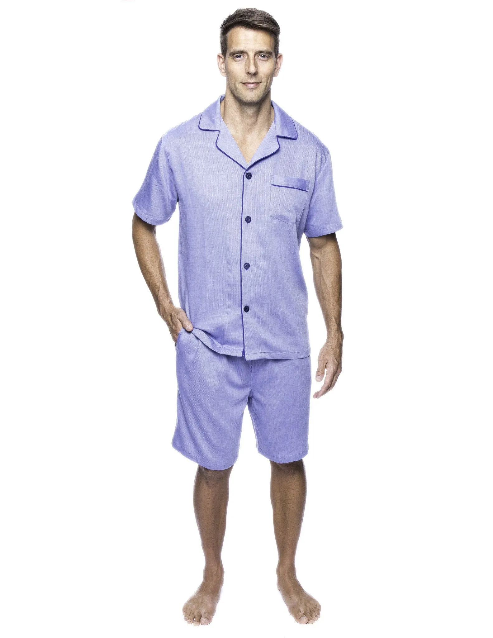 Twin Boat Men's 100% Woven Cotton Short Pajama Sleepwear Set