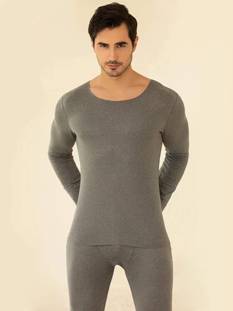 U-Neck Fleece Thermal Men Underwear Pajama Sets