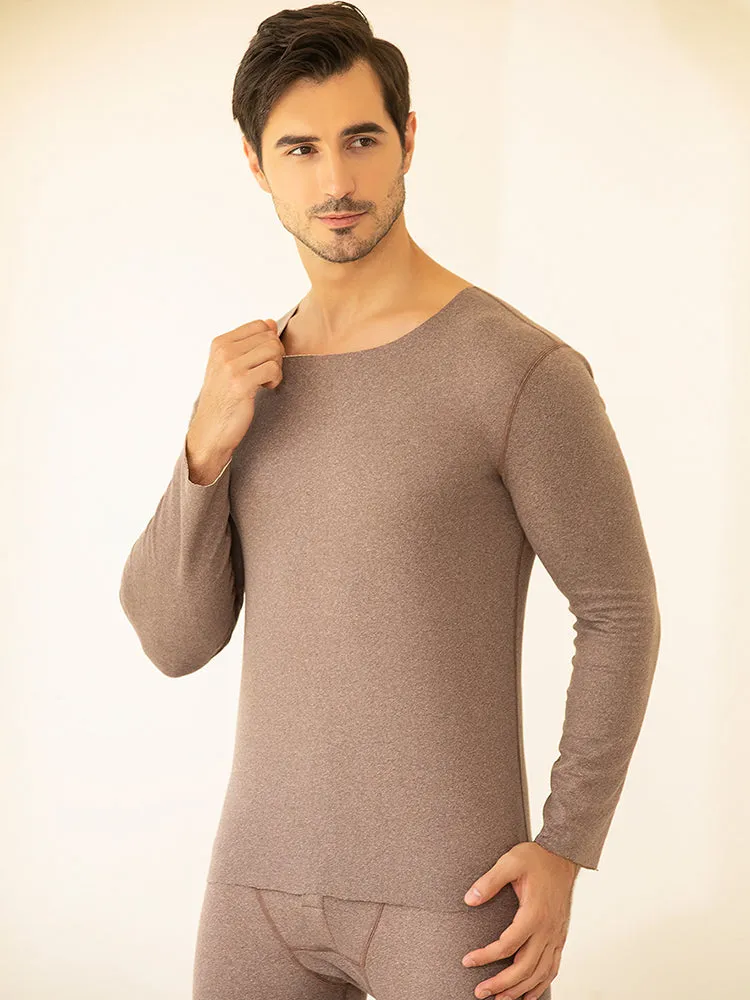 U-Neck Fleece Thermal Men Underwear Pajama Sets