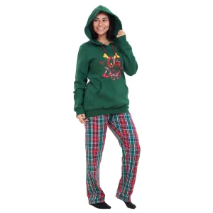 Women Winter Pajama Set Oh Deer Hoodie   Red x Green Checkered Pants