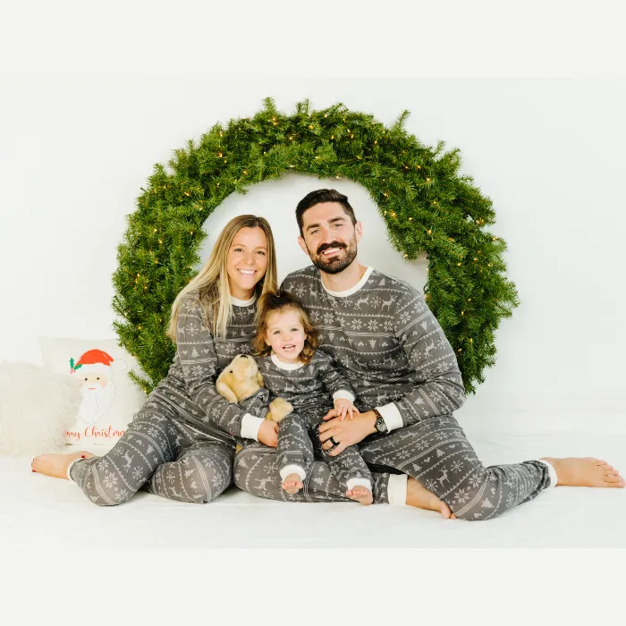 Women’s Jogger Pajama Set - Gray Fair Isle