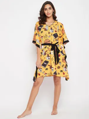 Yellow Comfort Fit Halloween Kaftan Dress