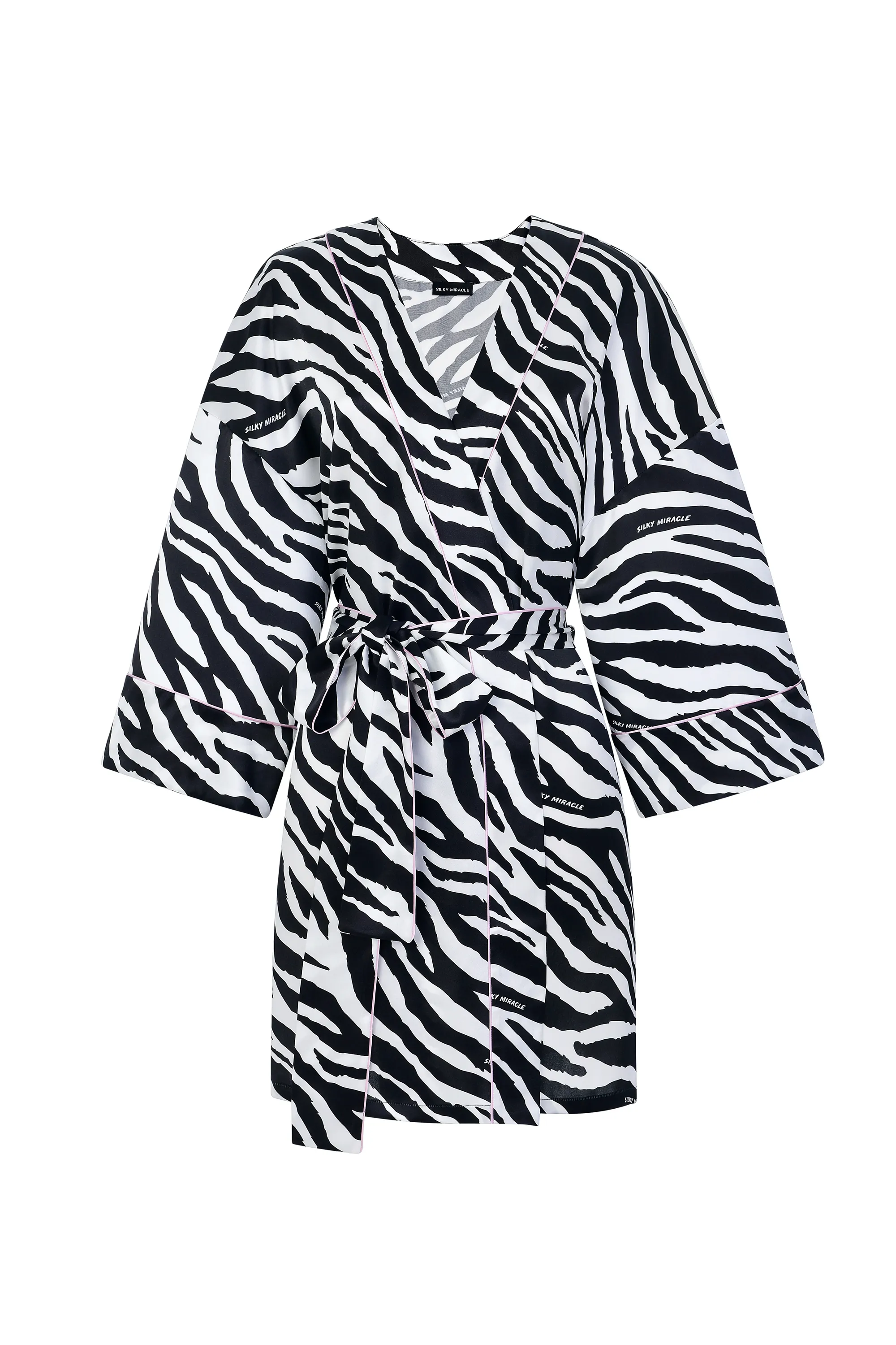 Zebra Print Silk Kimono Robe